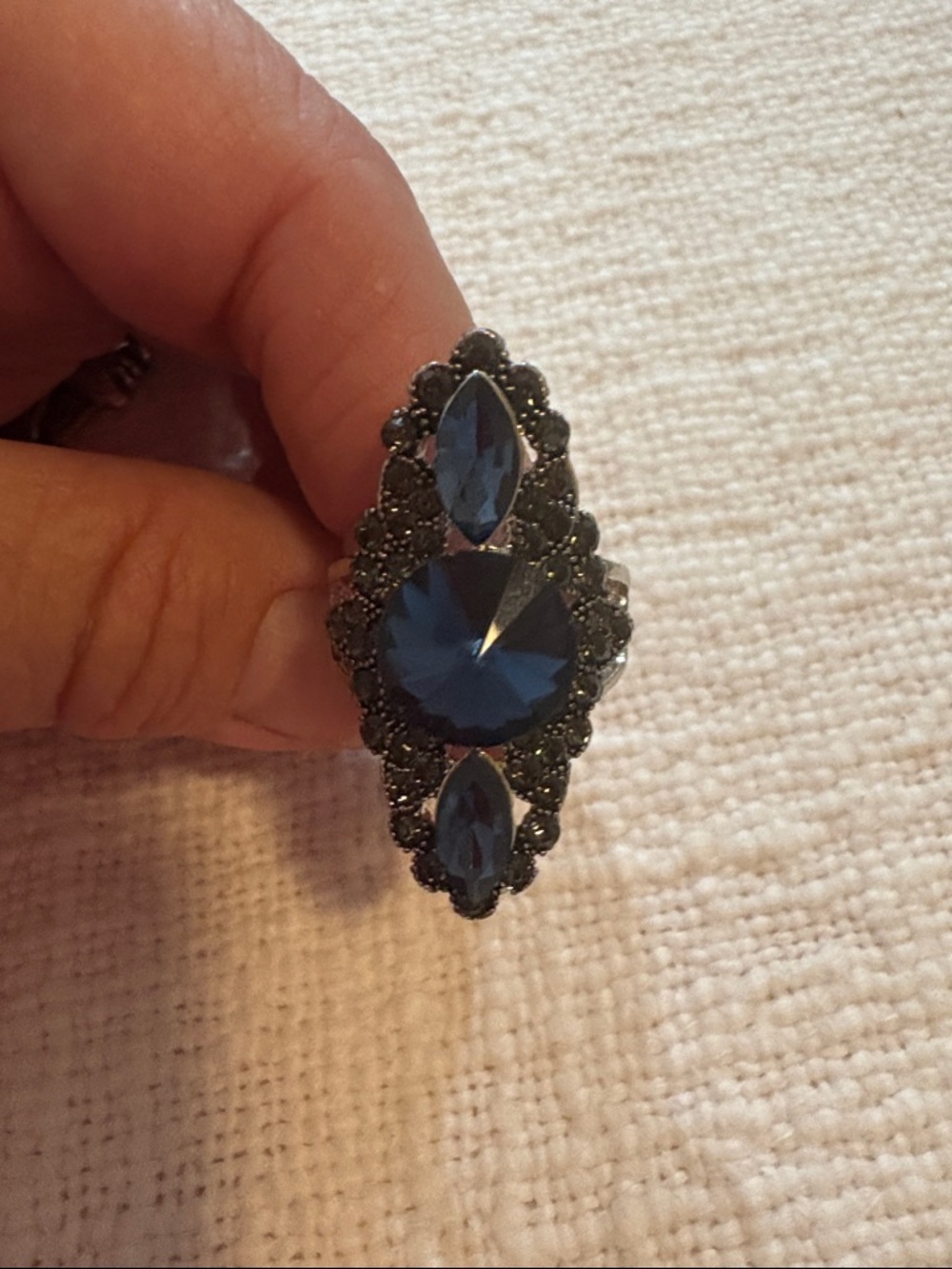 Blue Crystal Cocktail Ring - Women's Jewelry size 8